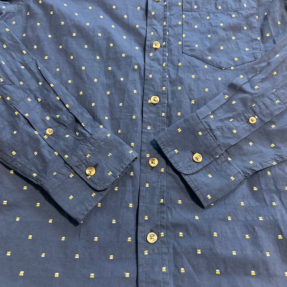 Old Navy Mens Everyday Shirt Regular Fit Navy Blue Dobby Long Sleeve Small - Picture 6 of 10